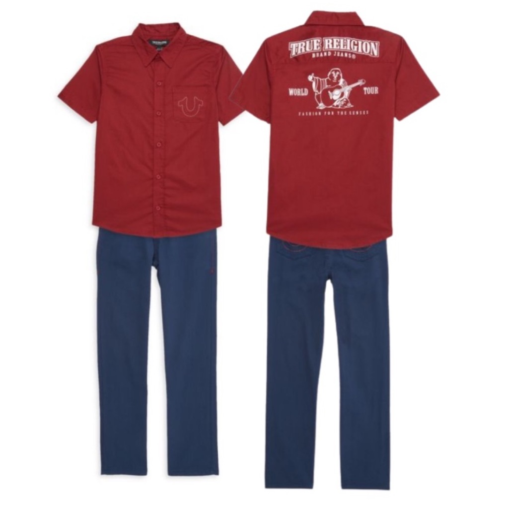True Religion Little Boy's 2-Piece Button Up Shirt & Jeans Set